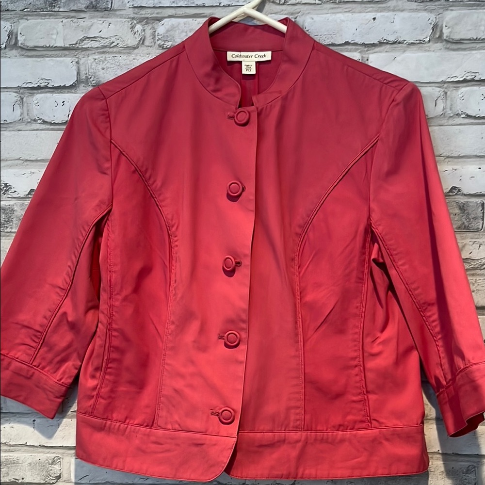 Coldwater Creek Women's deep dusty pink Blazer 3/4 sleeves covered buttons P12